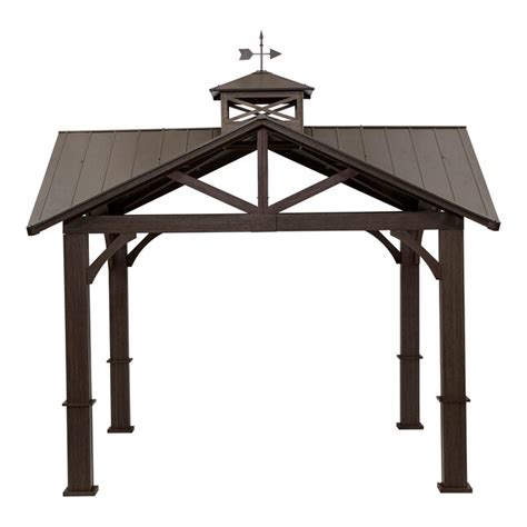 Allen + roth metal square semi permanent gazebo - Shop allen + roth 11.3-ft x 11.3-ft Dark Brown Steel Frame; Beige Curtains and Canopy Metal Square Screened Semi-permanent Gazebo with Steel Roofundefined at Lowe's.com. Take your outdoor living experience to the next level with this 10' x 10' curved roof pergola. This pergola features a weather-resistant beige sling canopy
